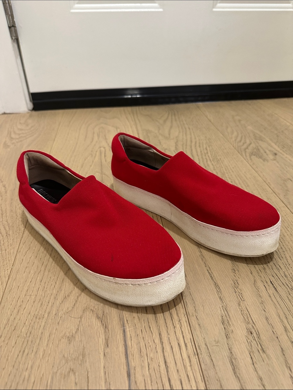 Slip-On Knit Platform Sneakers - Red by Opening Ceremony